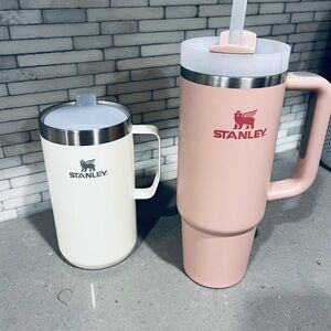 Set Lot Bundle Stanley 30 oz FlowState Dusty Pink and 24 oz Cream Gloss Tumblers